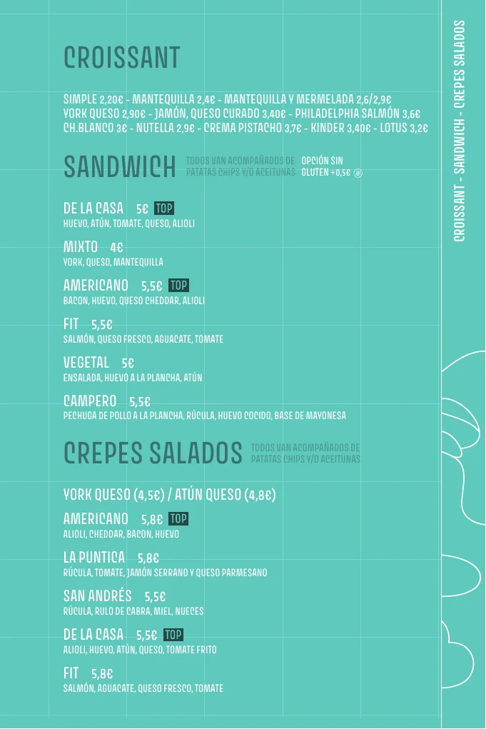 Croissant, Sandwich y Crepes Salados